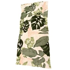 NWOT Virginia Wolf LARGE Botanical Monstera Print Scarf Wrap Swim Cover Viscose